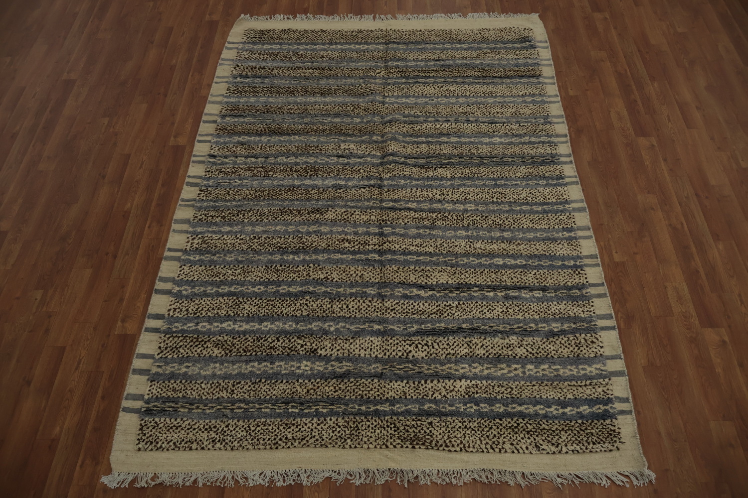 Striped Wool Moroccan Area Rug 6x8