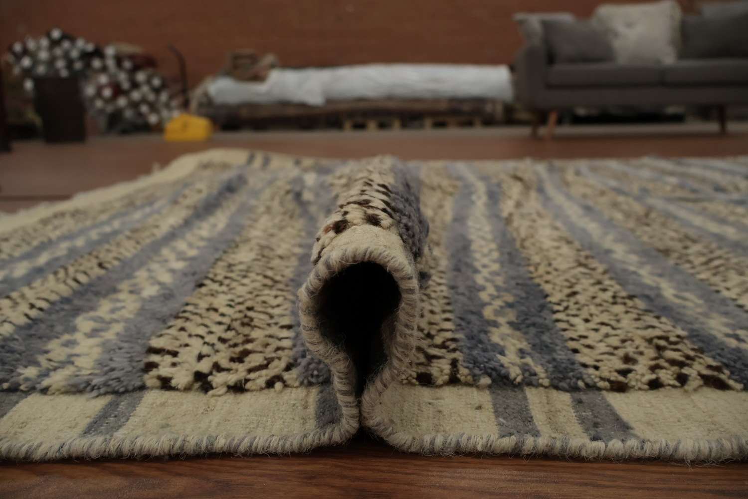 Striped Wool Moroccan Area Rug 6x8