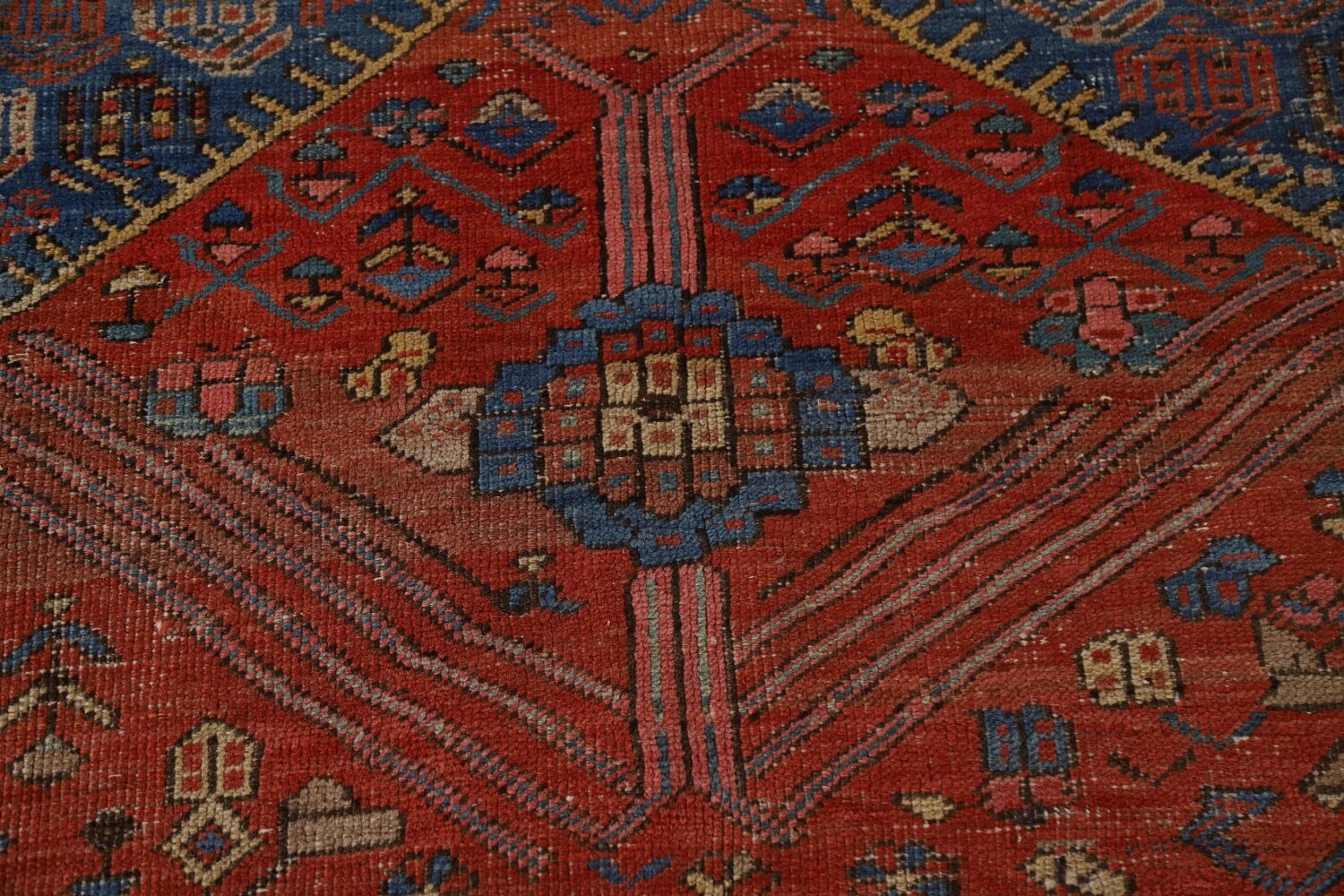 Pre-1900 Antique Heriz Bakhshayesh Vegetable Dye Persian Rug 10x15