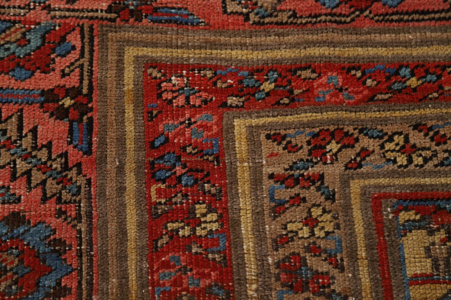 Pre-1900 Antique Heriz Bakhshayesh Vegetable Dye Persian Rug 10x15