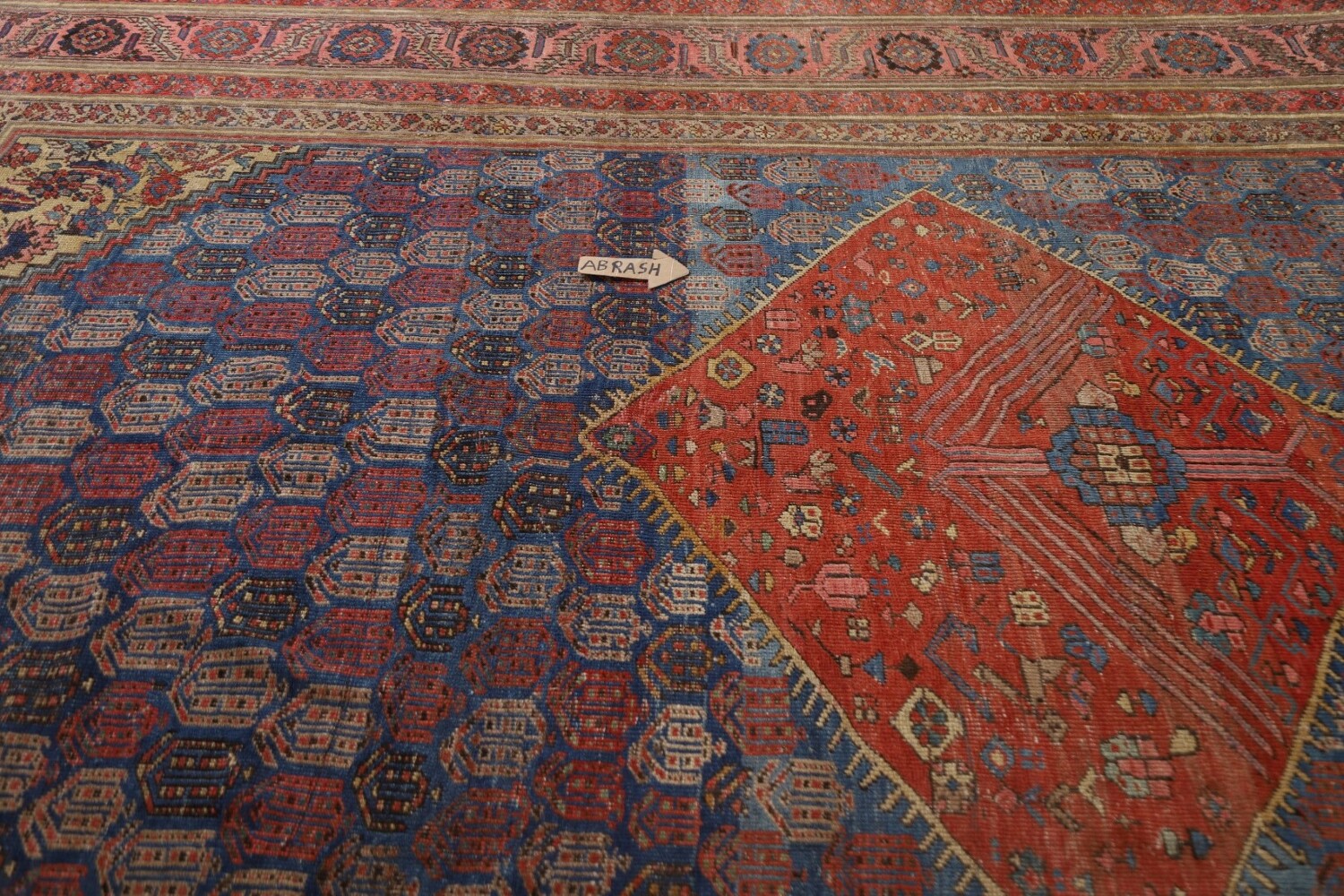 Pre-1900 Antique Heriz Bakhshayesh Vegetable Dye Persian Rug 10x15