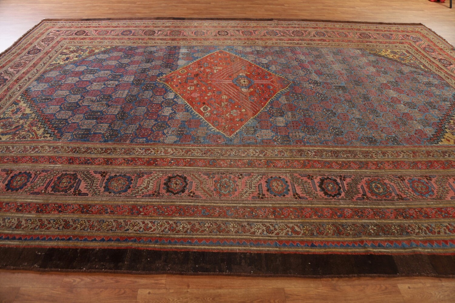 Pre-1900 Antique Heriz Bakhshayesh Vegetable Dye Persian Rug 10x15