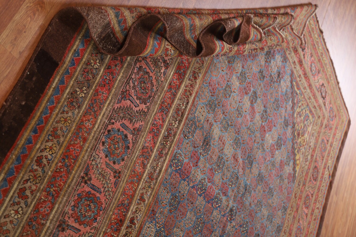 Pre-1900 Antique Heriz Bakhshayesh Vegetable Dye Persian Rug 10x15