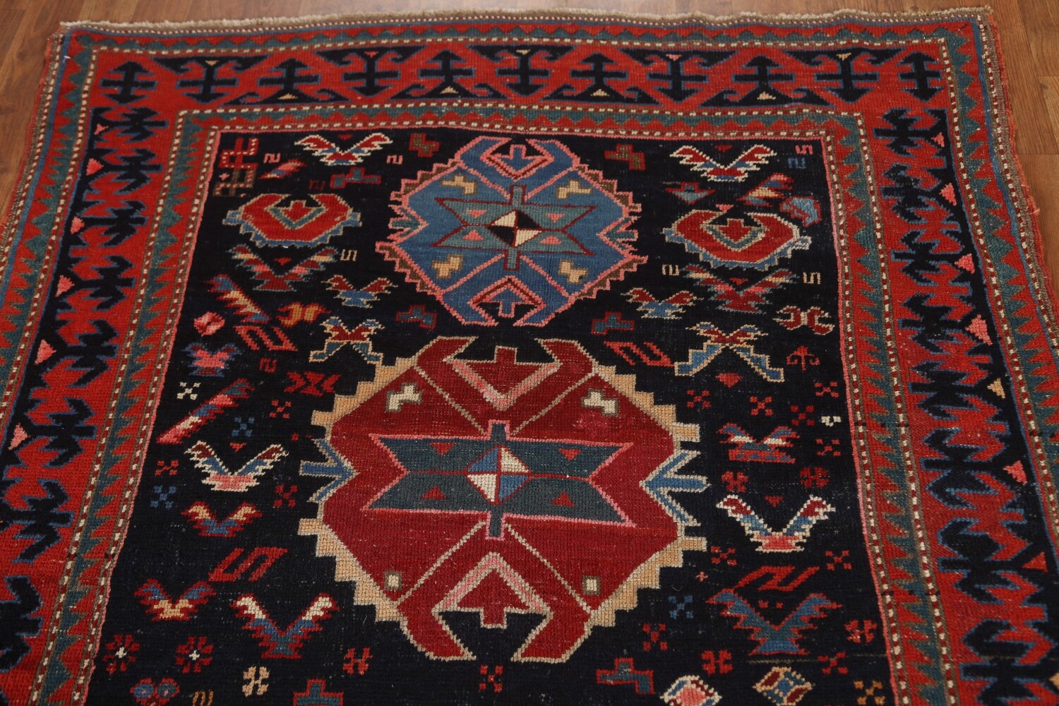 Pre-1900 Antique Caucasian Vegetable Dye Area Rug 4x6