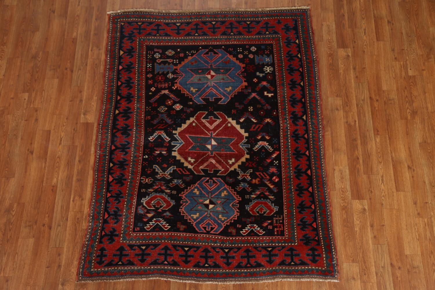 Pre-1900 Antique Caucasian Vegetable Dye Area Rug 4x6