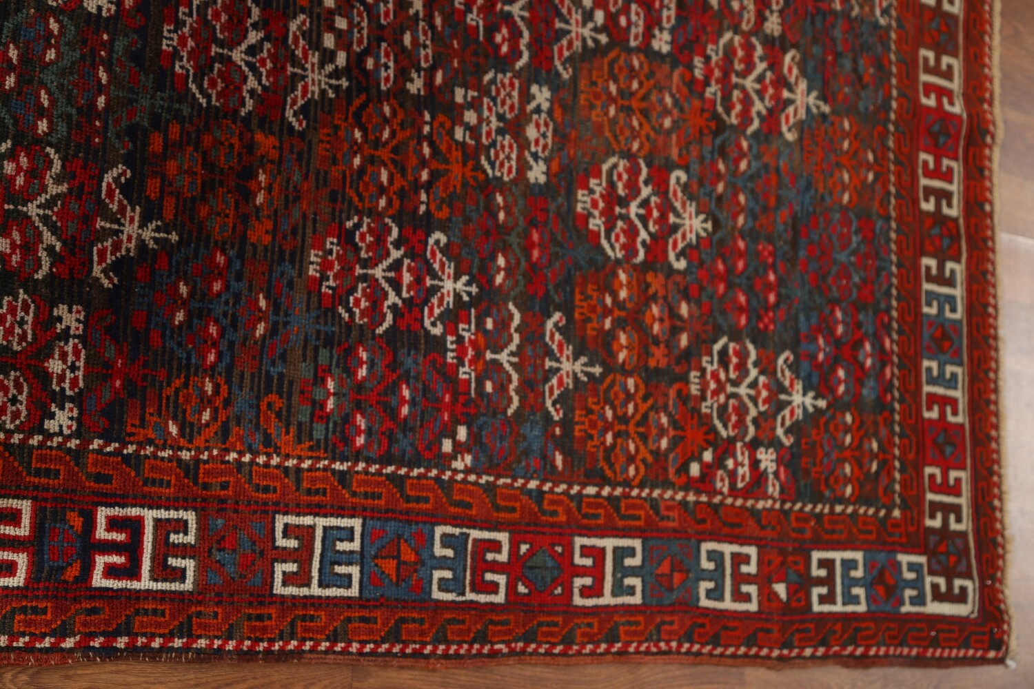 Pre-1900 Antique Kazak Vegetable Dye Oriental Rug 4x7