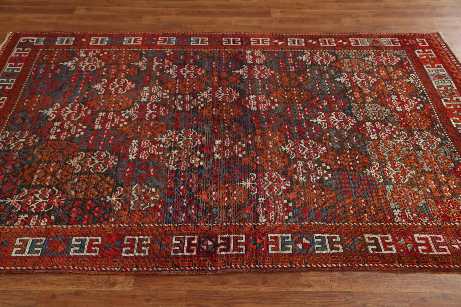 Pre-1900 Antique Kazak Vegetable Dye Oriental Rug 4x7