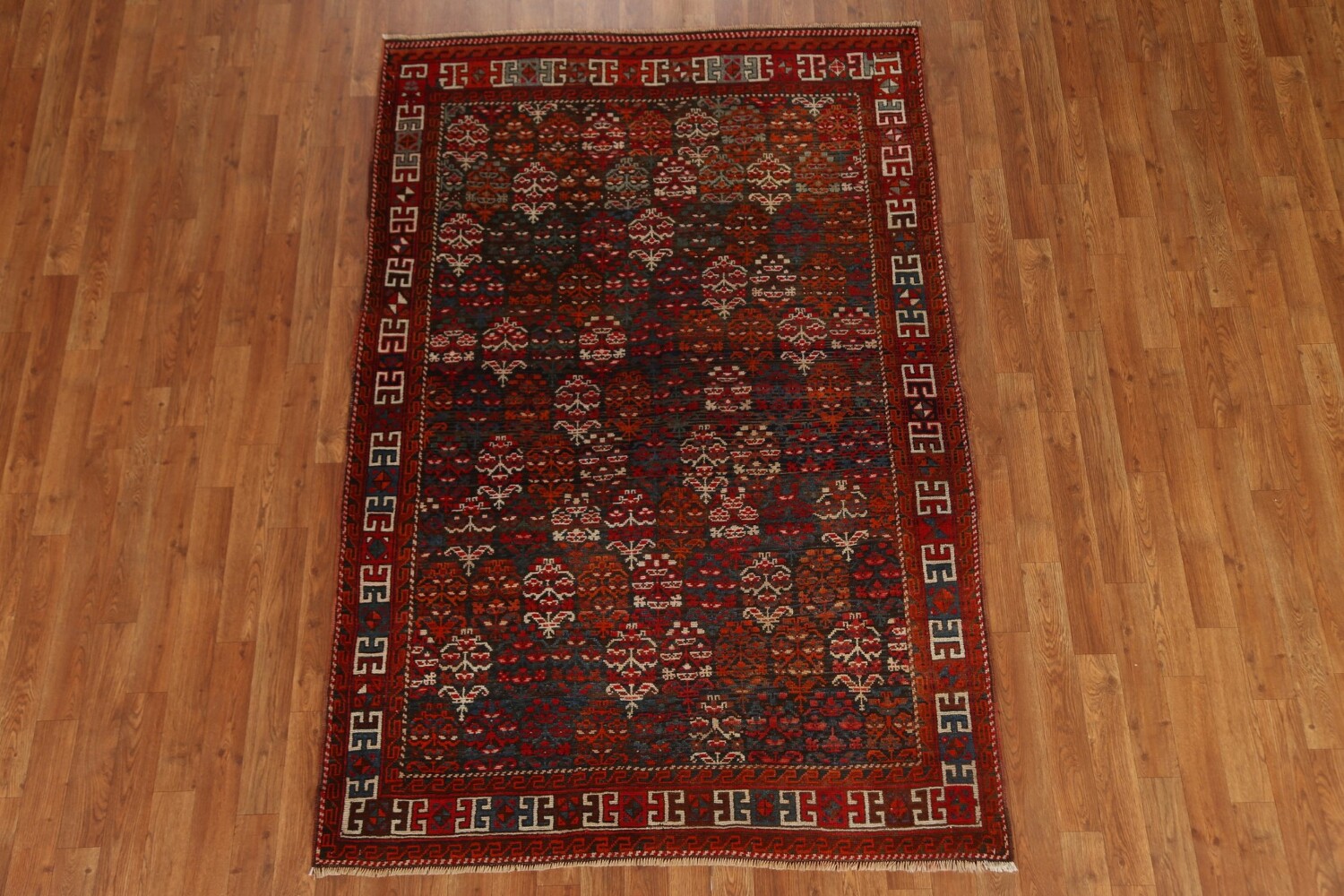 Pre-1900 Antique Kazak Vegetable Dye Oriental Rug 4x7