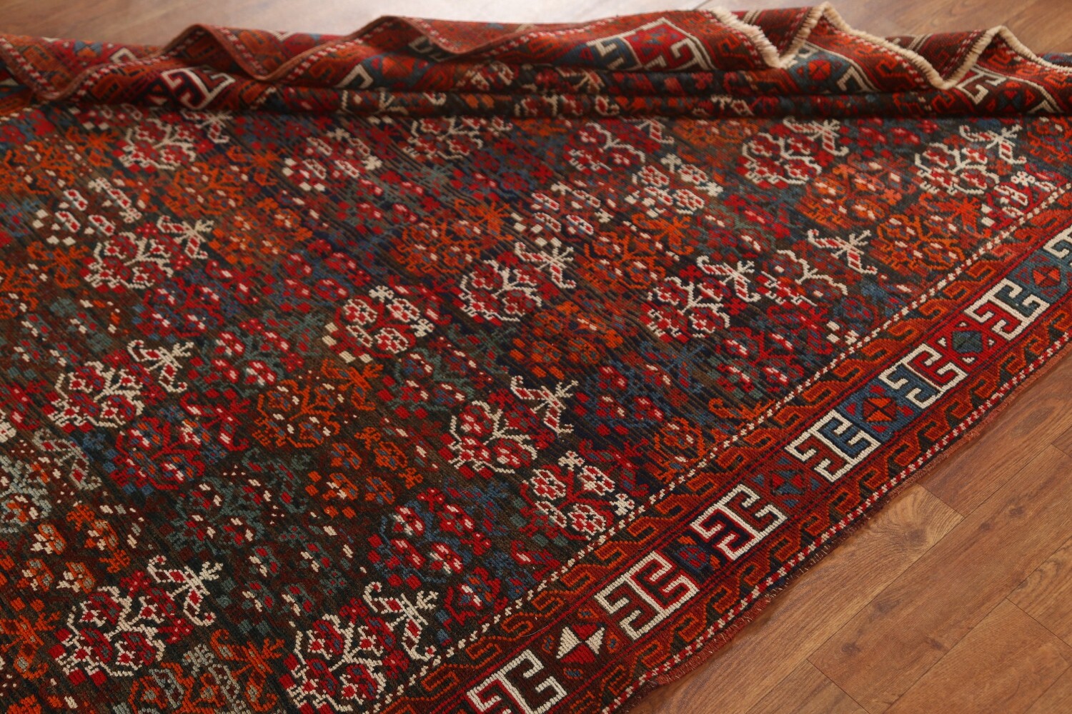 Pre-1900 Antique Kazak Vegetable Dye Oriental Rug 4x7