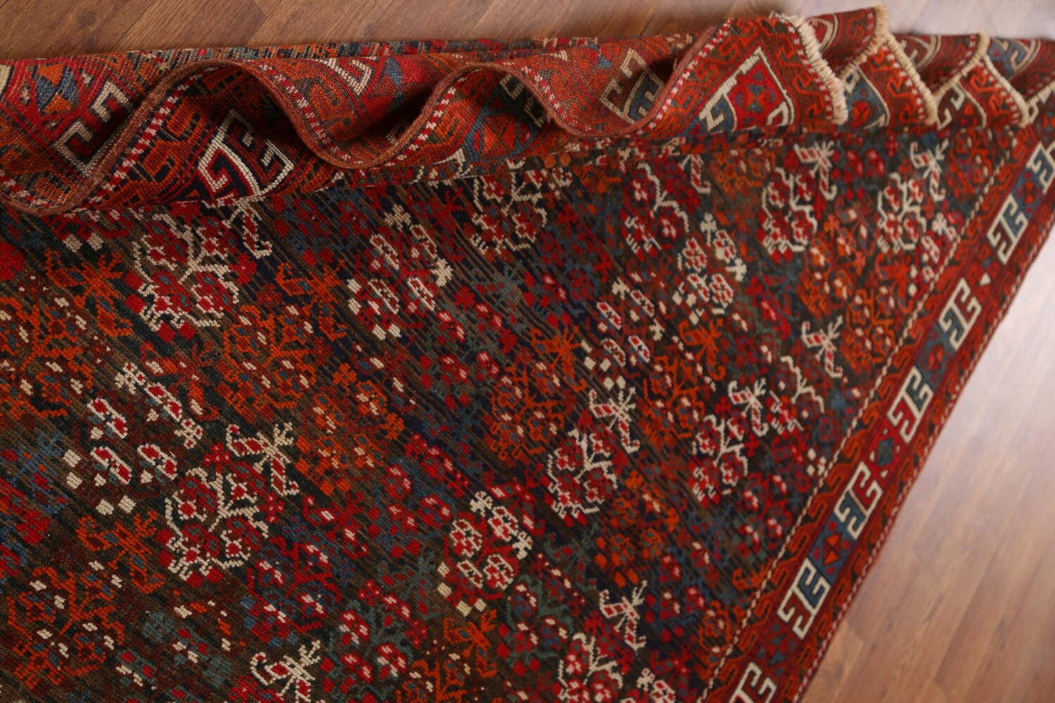 Pre-1900 Antique Kazak Vegetable Dye Oriental Rug 4x7