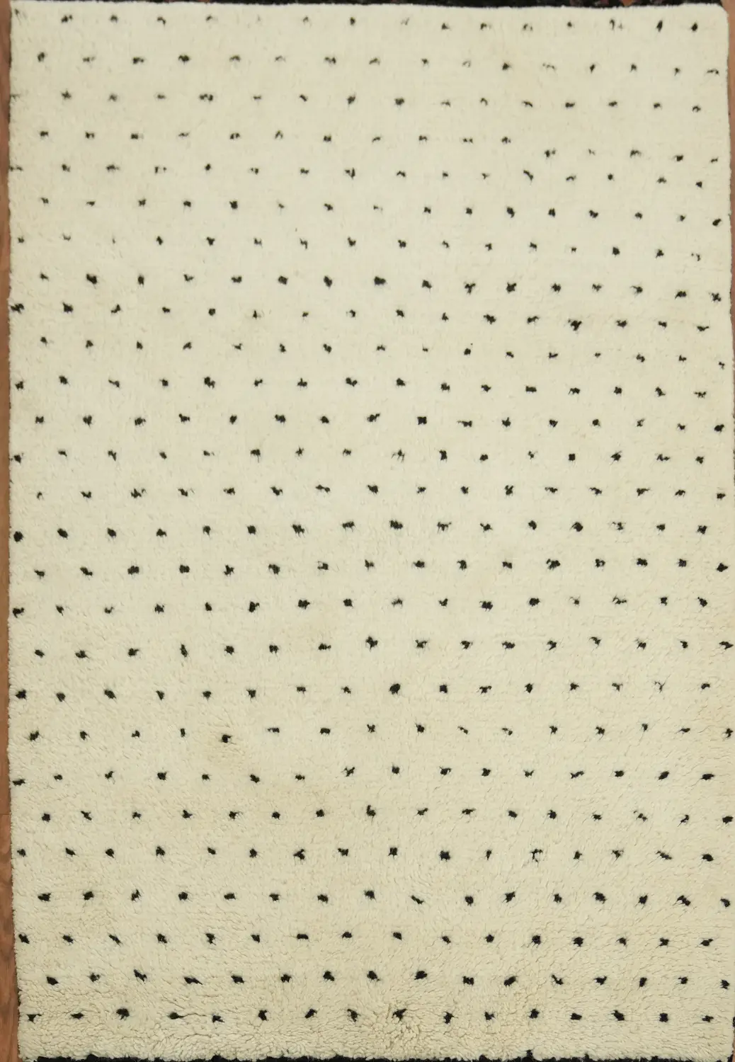 Chic Minimalist Polka Dot Ivory and Black Rug 3x4