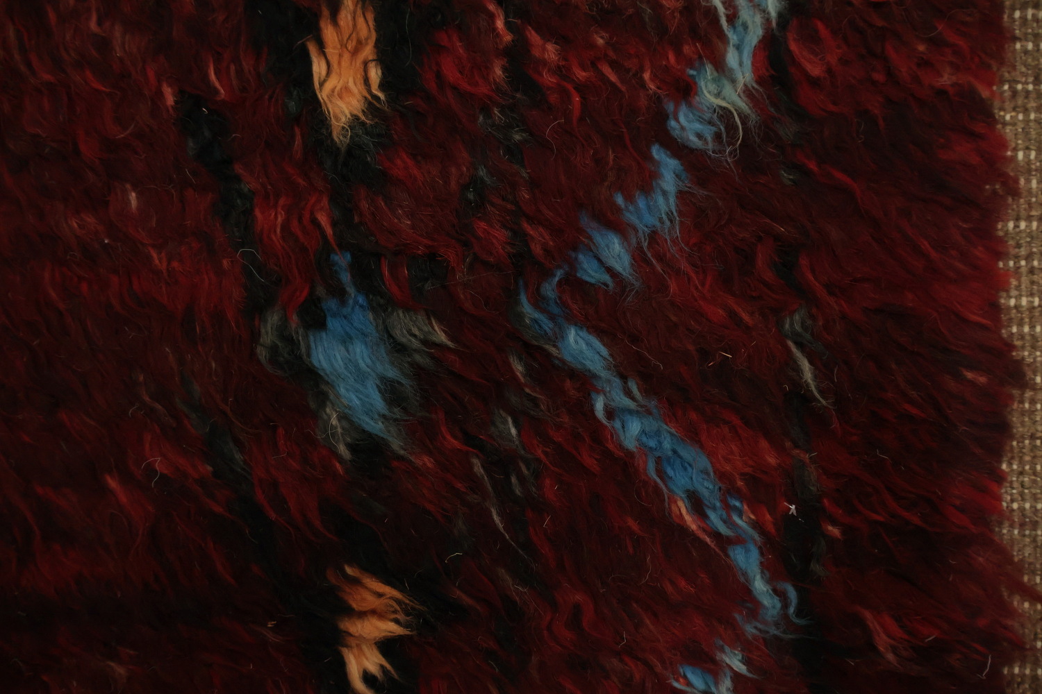 Moroccan Area Rug 7x10 with Deep Red and Dynamic Diamond Motif