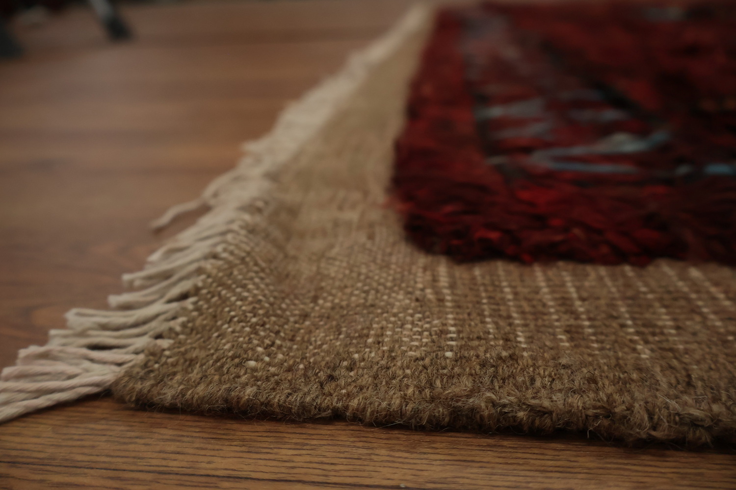 Moroccan Area Rug 7x10 with Deep Red and Dynamic Diamond Motif