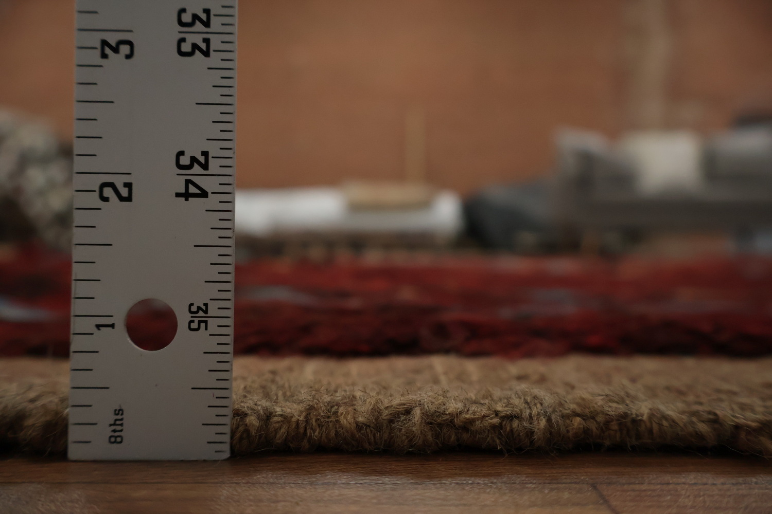 Moroccan Area Rug 7x10 with Deep Red and Dynamic Diamond Motif