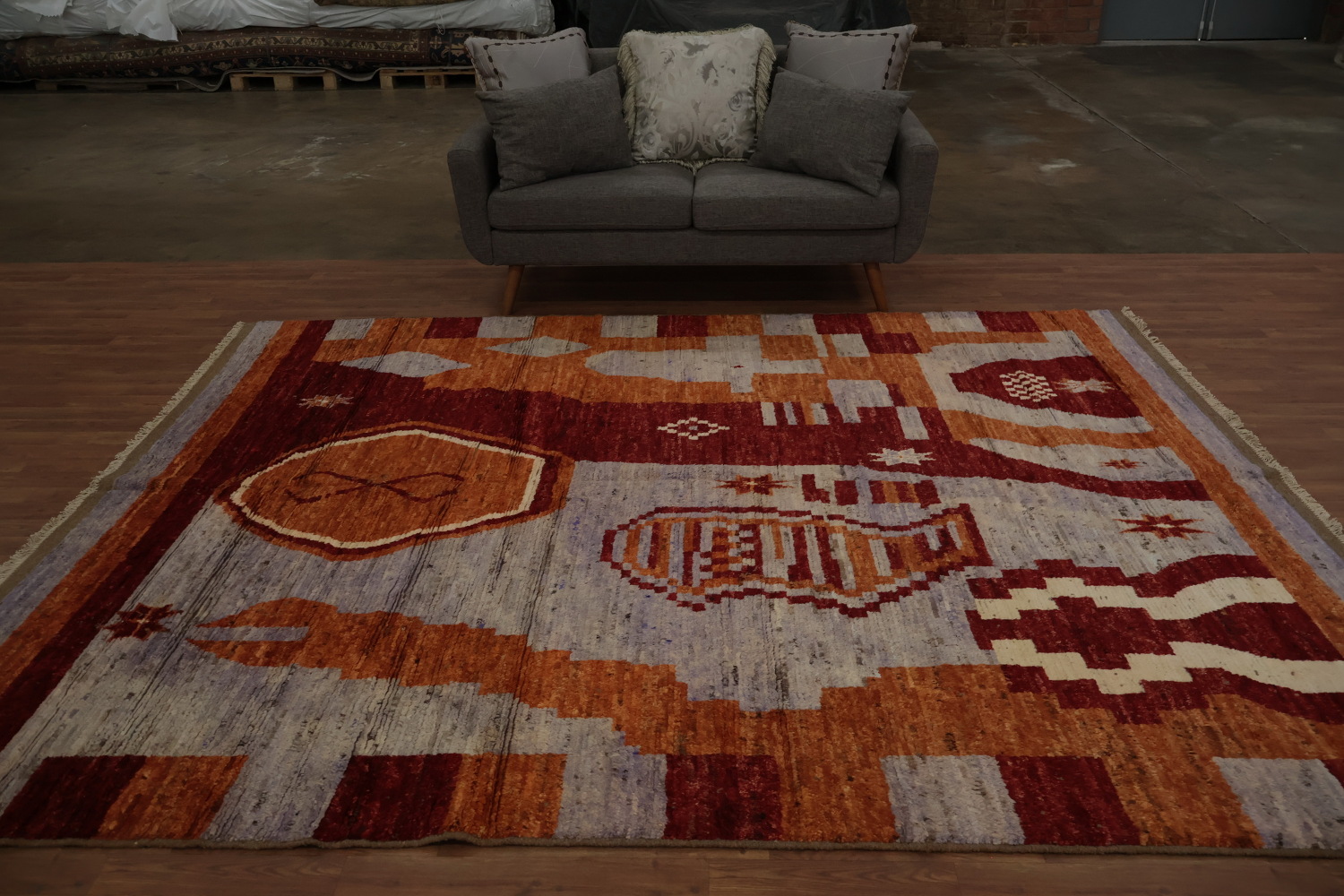 Vibrant Pattern and Earthy Colors Moroccan Area Rug 8x10