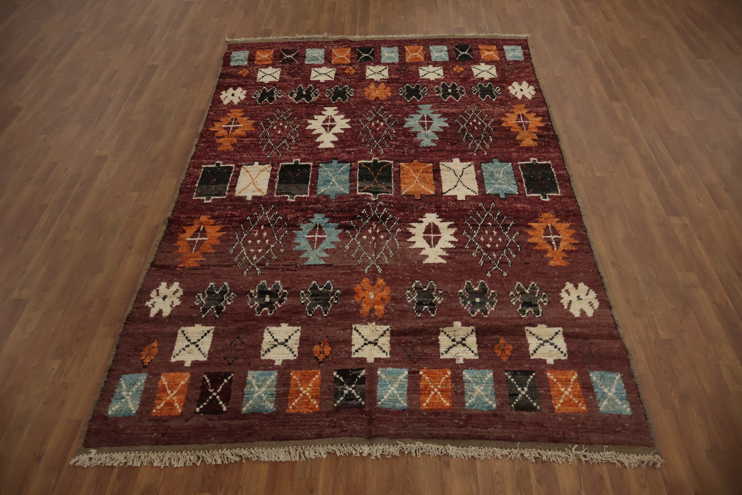 Artisanal Moroccan Wool Area Rug 6x10 in Rich Earthy Tones