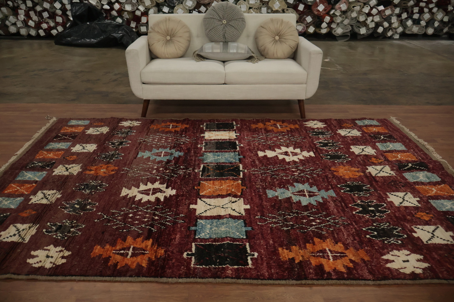 Artisanal Moroccan Wool Area Rug 6x10 in Rich Earthy Tones