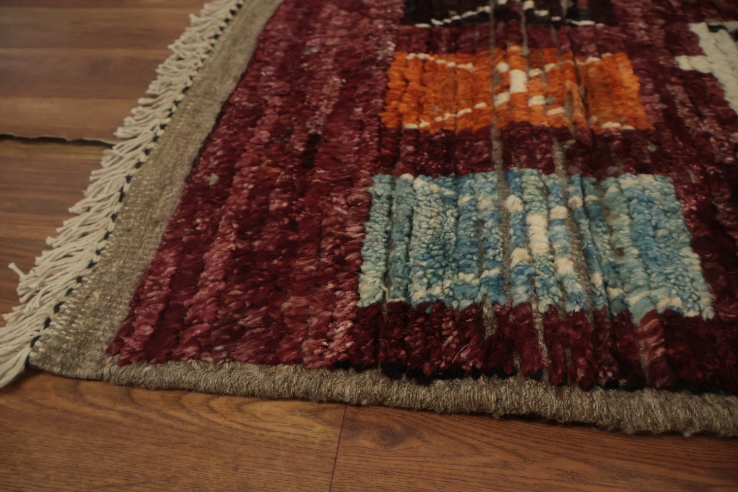 Artisanal Moroccan Wool Area Rug 6x10 in Rich Earthy Tones