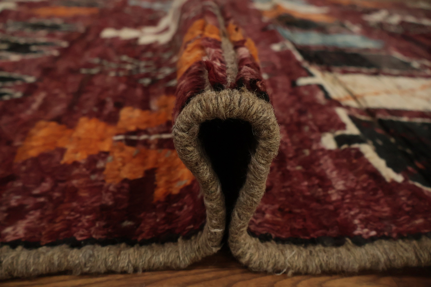 Artisanal Moroccan Wool Area Rug 6x10 in Rich Earthy Tones