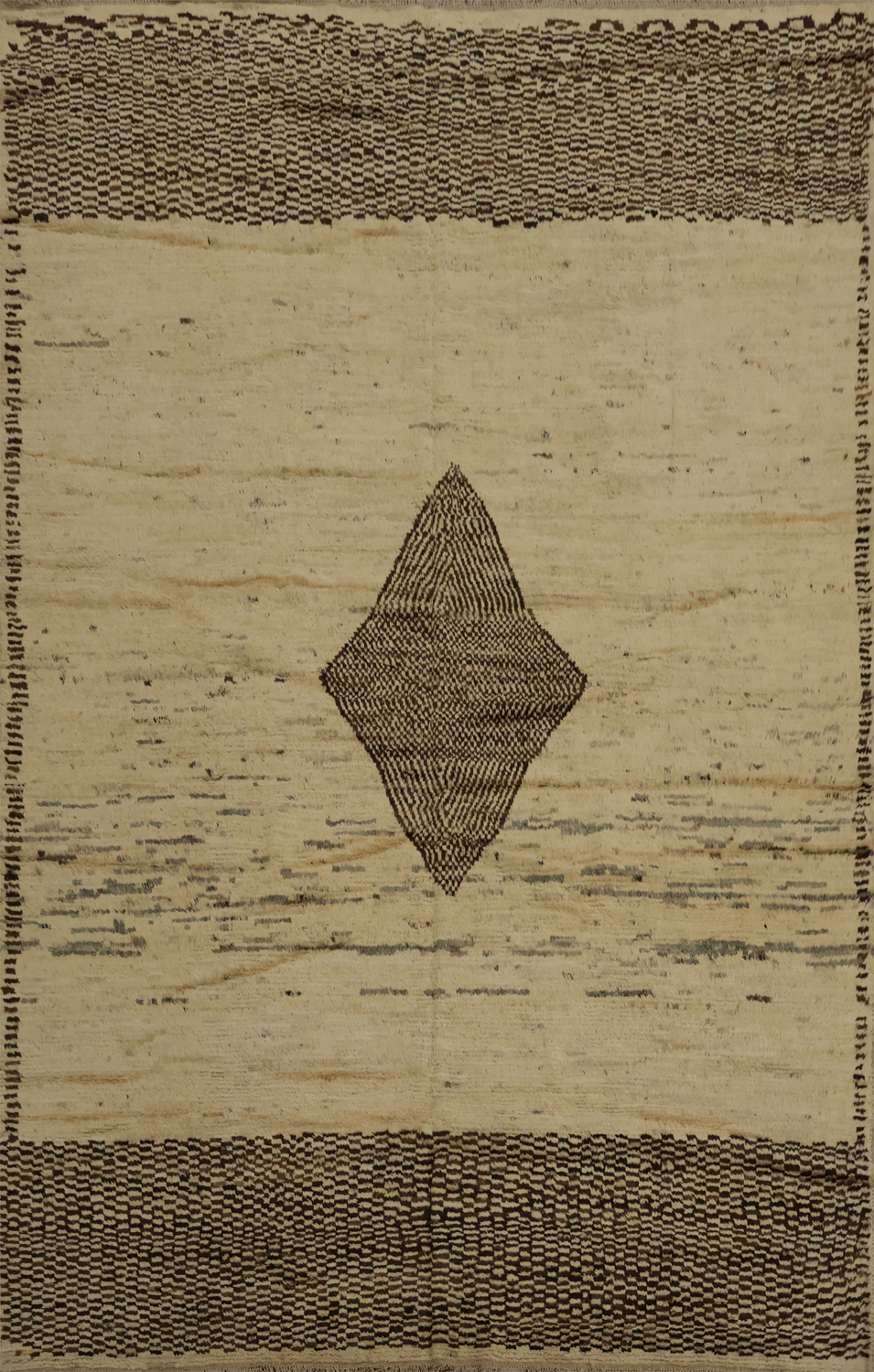Neutral Toned Moroccan Area Rug 9x12 with Intricate Central Detail