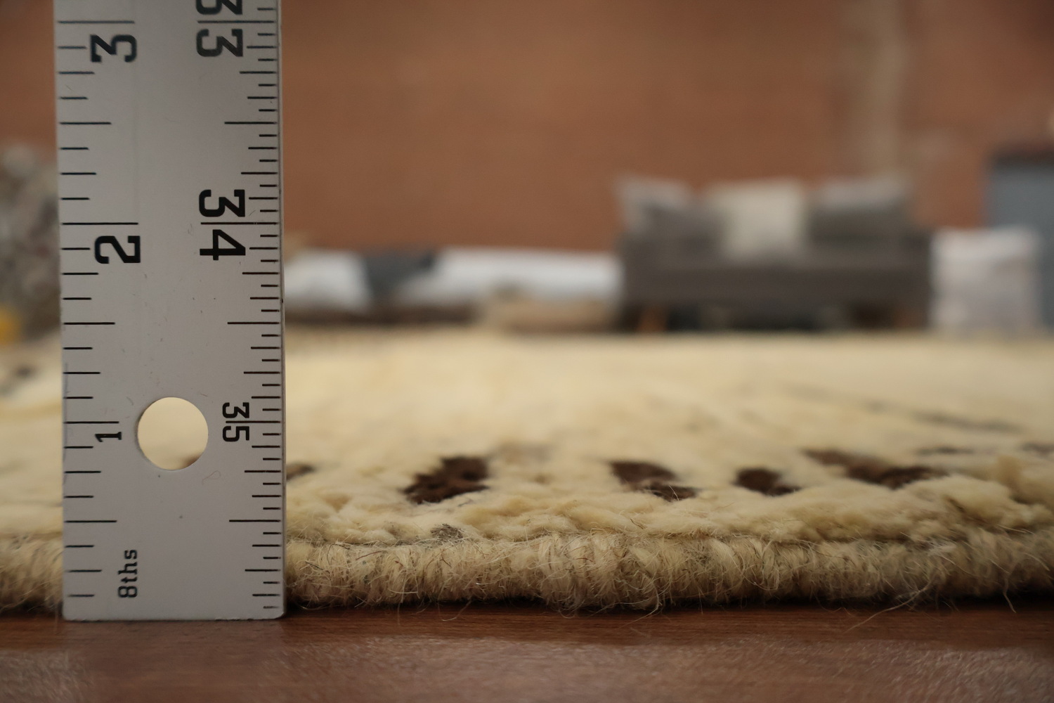 Neutral Toned Moroccan Area Rug 9x12 with Intricate Central Detail