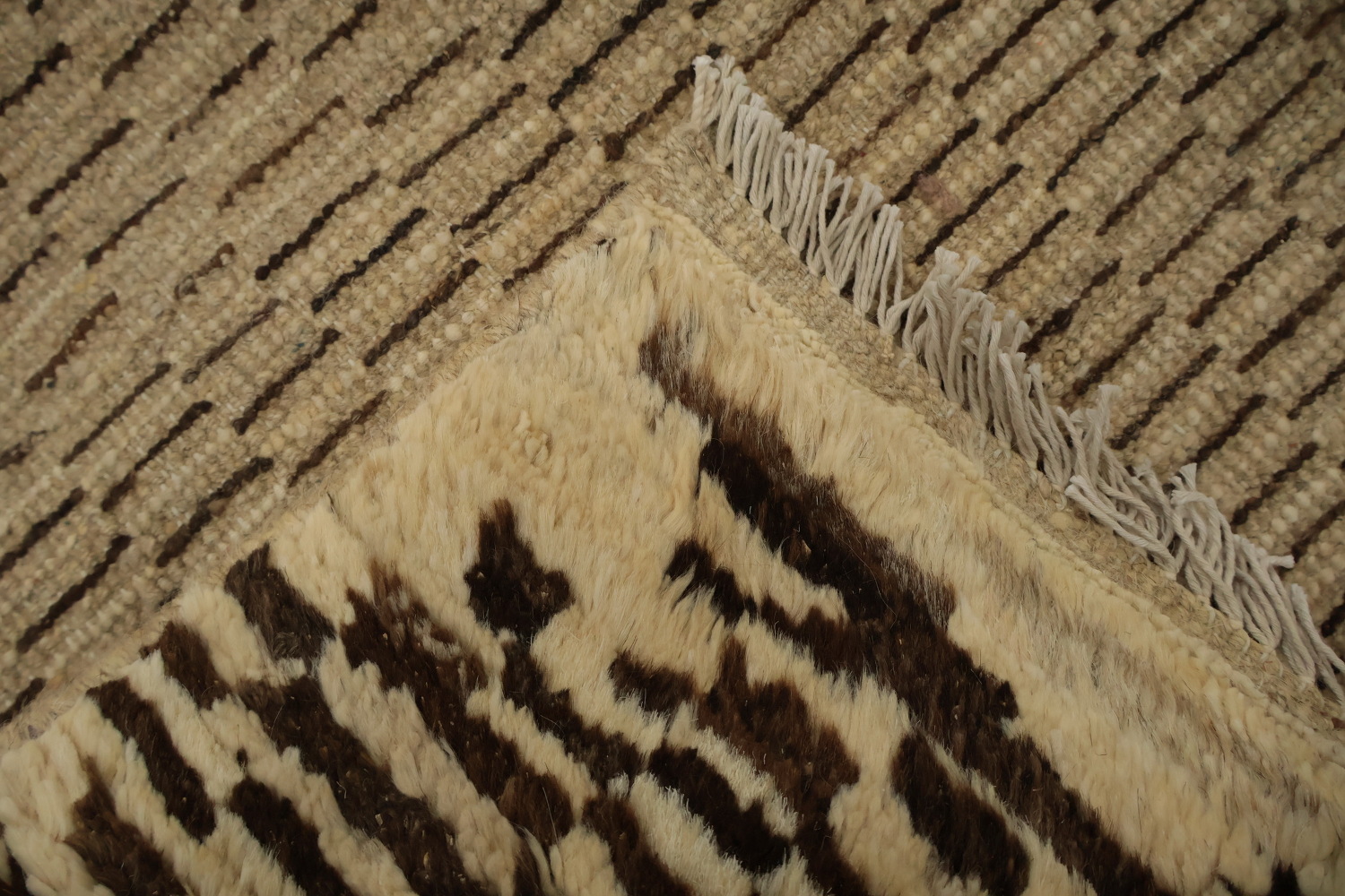 Neutral Toned Moroccan Area Rug 9x12 with Intricate Central Detail