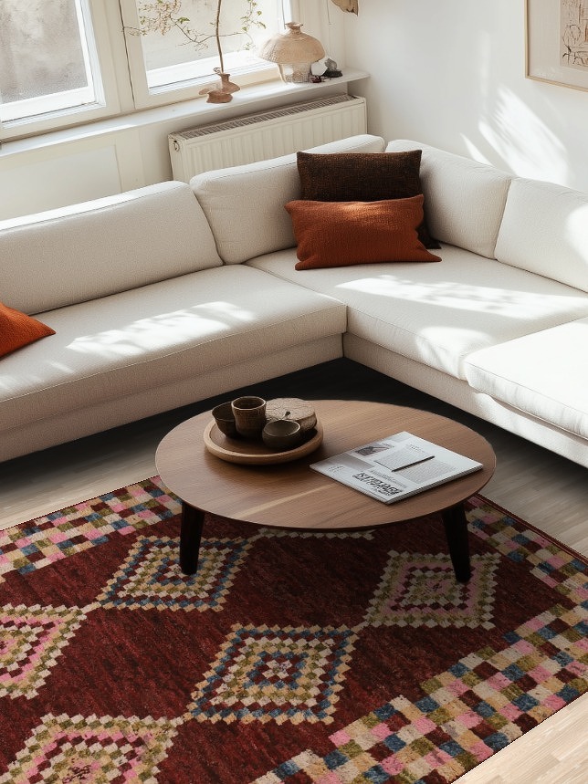 Checkered Moroccan Oriental Area Rug 6x8