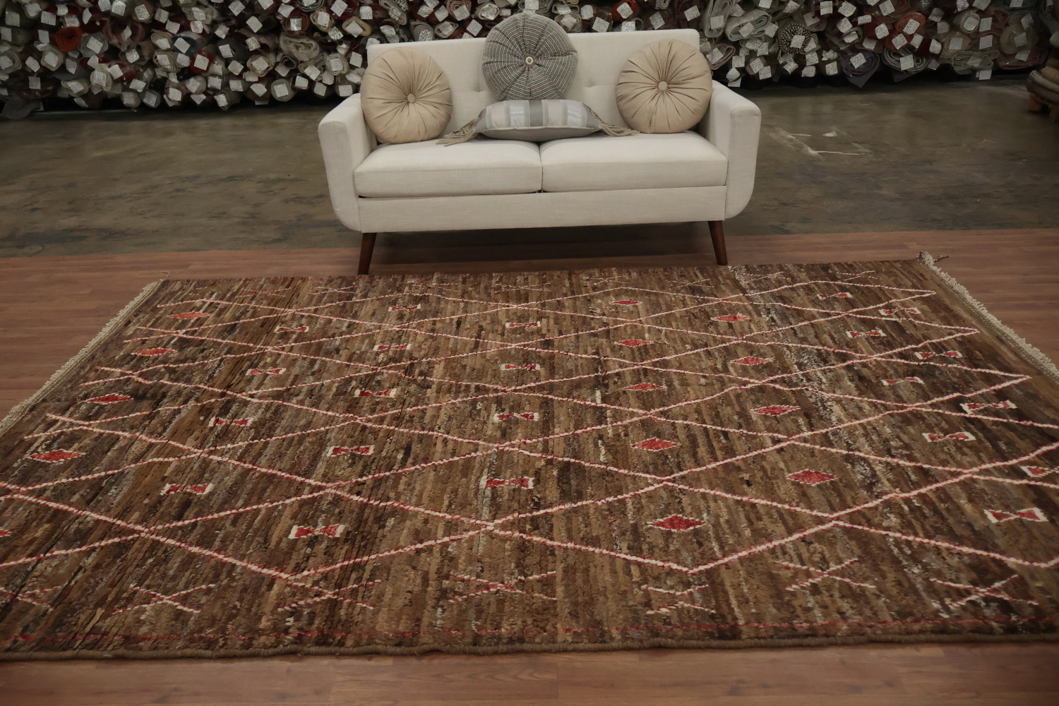 Elegant Moroccan Area Rug 7x10 with Geometric Diamond Patterns
