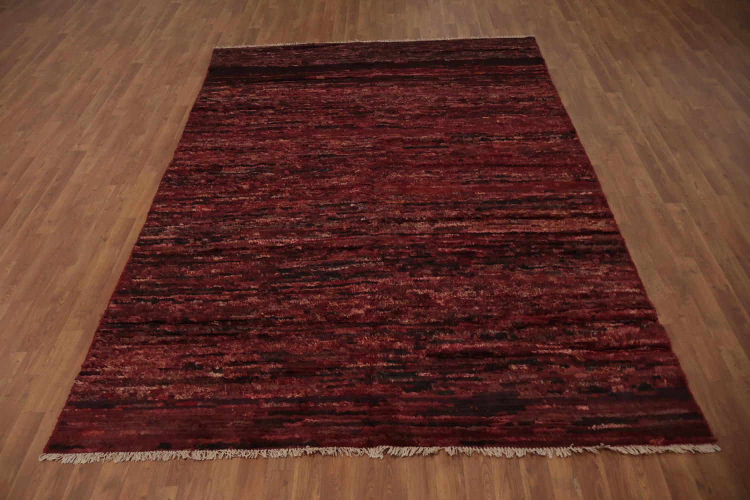 Handcrafted Moroccan Area Rug 7x10 in Vibrant Burgundy Tones