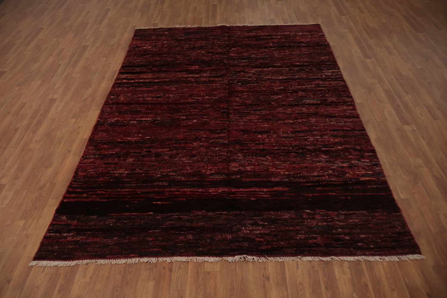 Handcrafted Moroccan Area Rug 7x10 in Vibrant Burgundy Tones