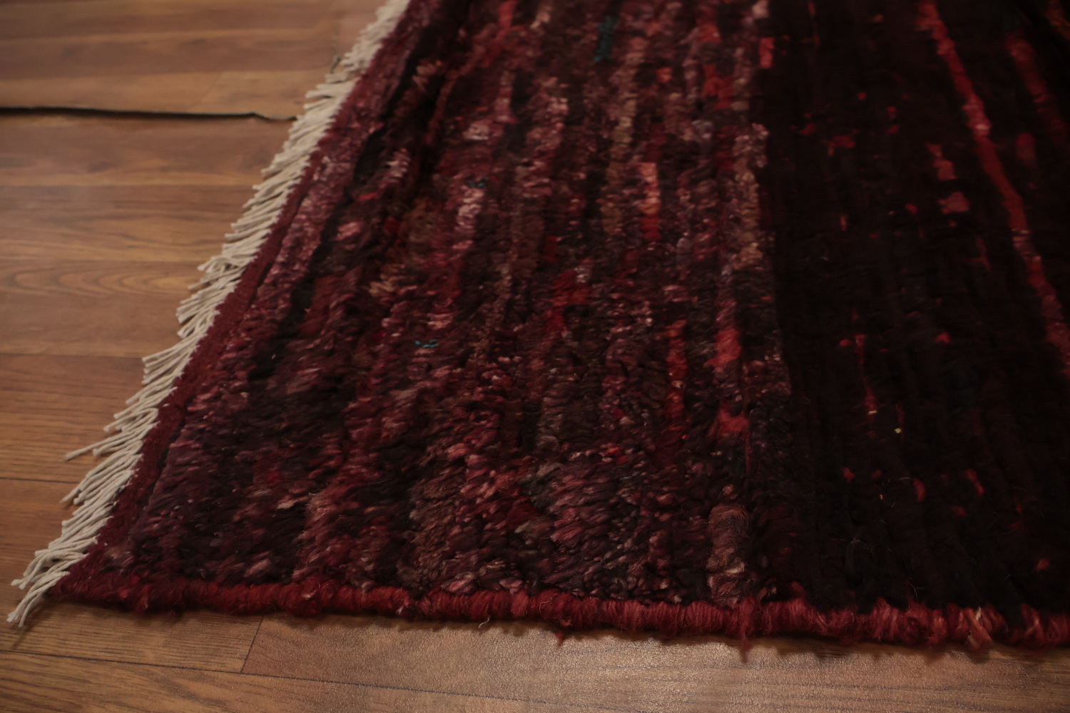 Handcrafted Moroccan Area Rug 7x10 in Vibrant Burgundy Tones