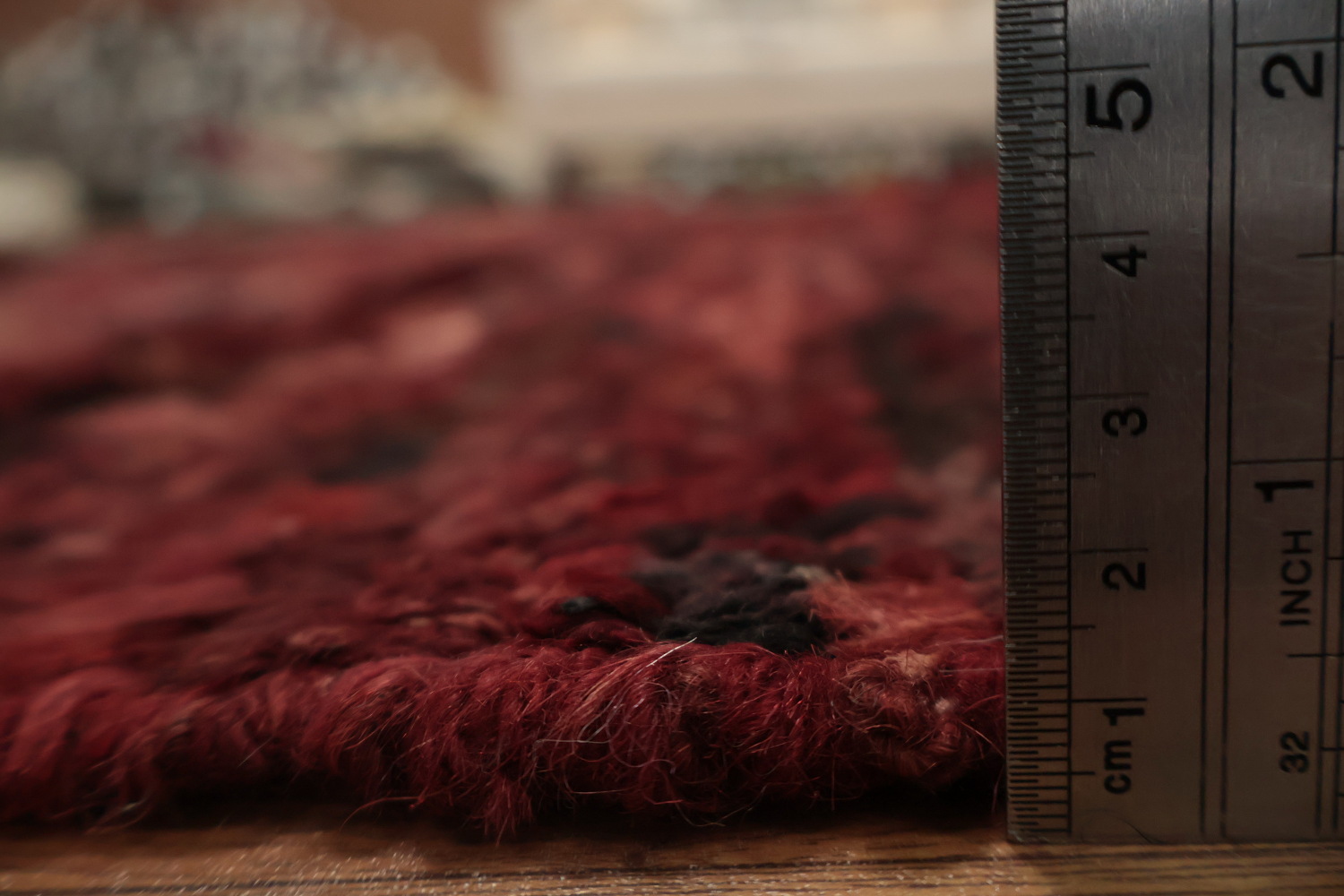 Handcrafted Moroccan Area Rug 7x10 in Vibrant Burgundy Tones