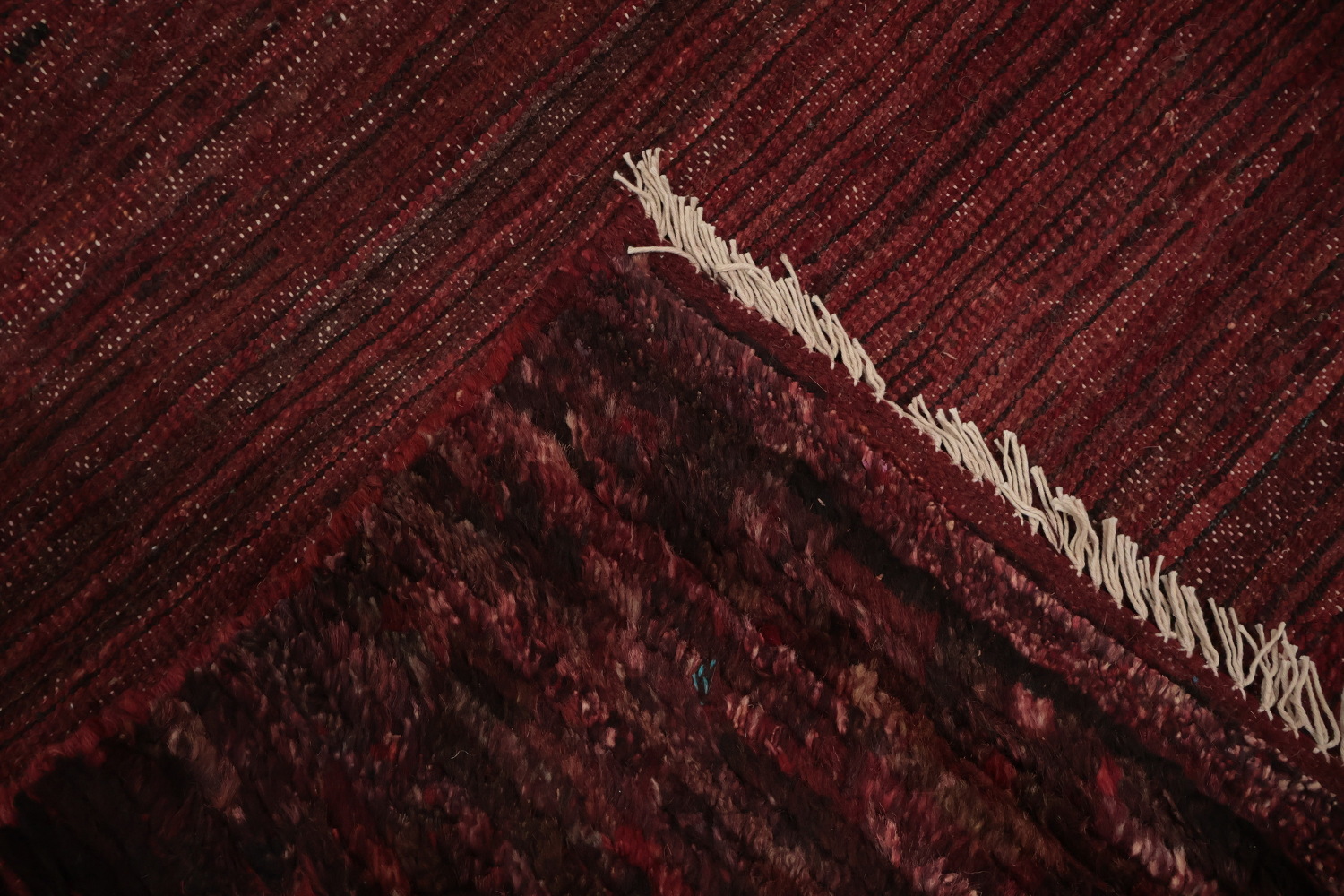 Handcrafted Moroccan Area Rug 7x10 in Vibrant Burgundy Tones