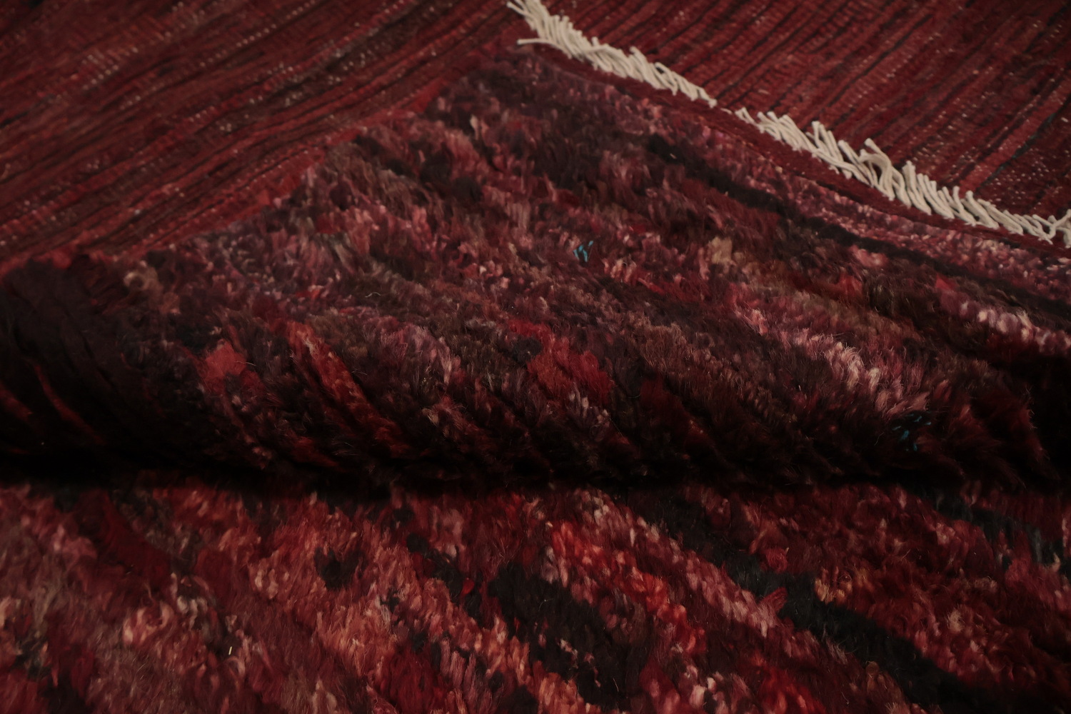 Handcrafted Moroccan Area Rug 7x10 in Vibrant Burgundy Tones