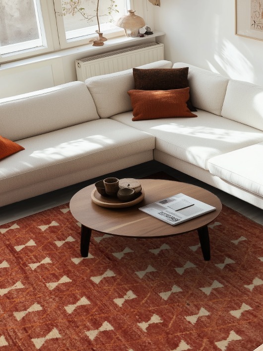 Chic Moroccan Area Rug 7x10 with Symmetrical Geometric Motifs