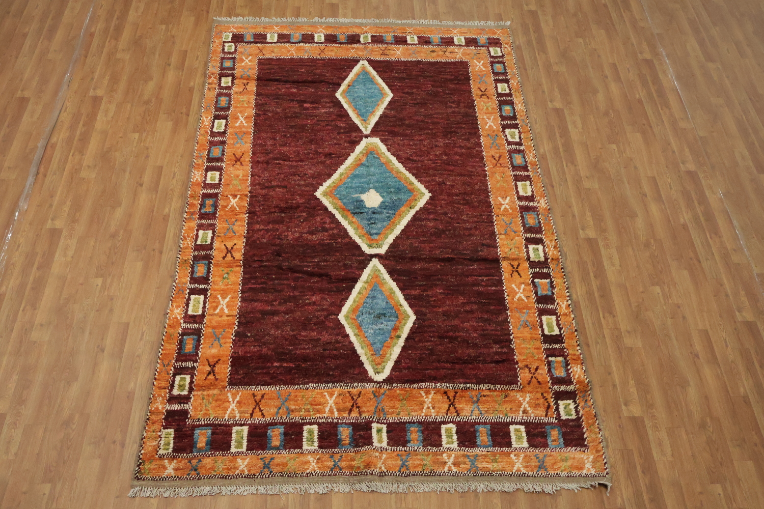 6'x10' Handmade Tribal-Inspired Moroccan Rug in Warm, Multicolored Design