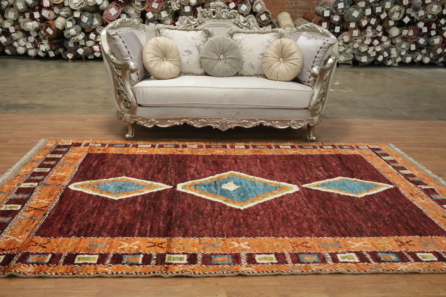 6'x10' Handmade Tribal-Inspired Moroccan Rug in Warm, Multicolored Design
