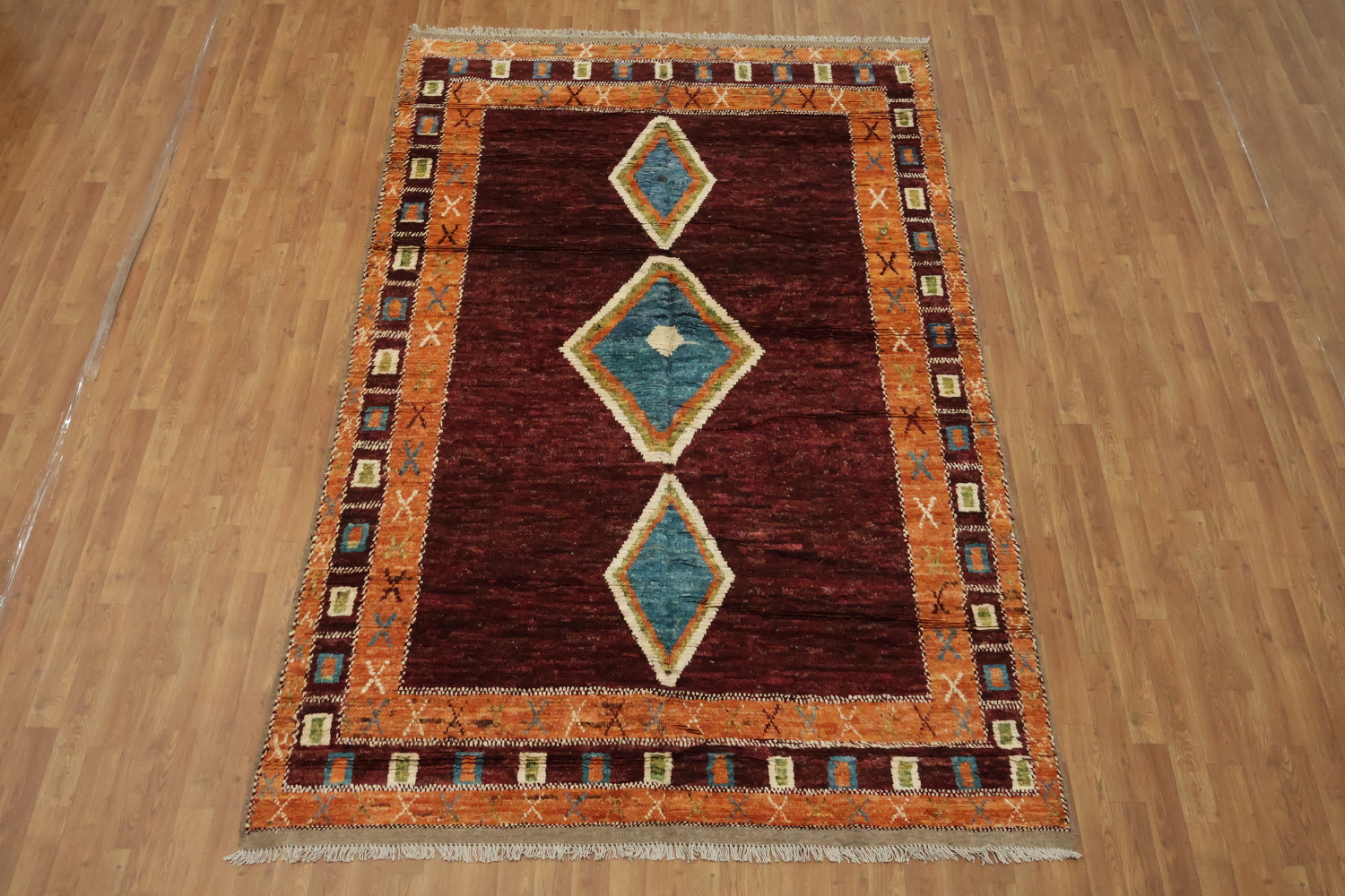 6'x10' Handmade Tribal-Inspired Moroccan Rug in Warm, Multicolored Design