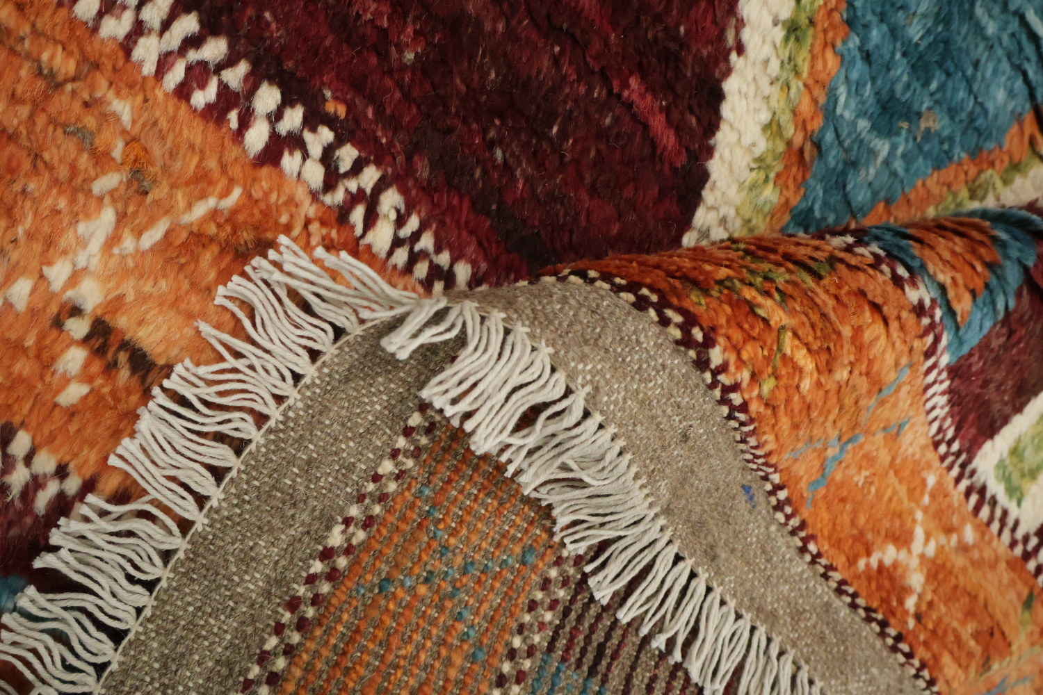 6'x10' Handmade Tribal-Inspired Moroccan Rug in Warm, Multicolored Design