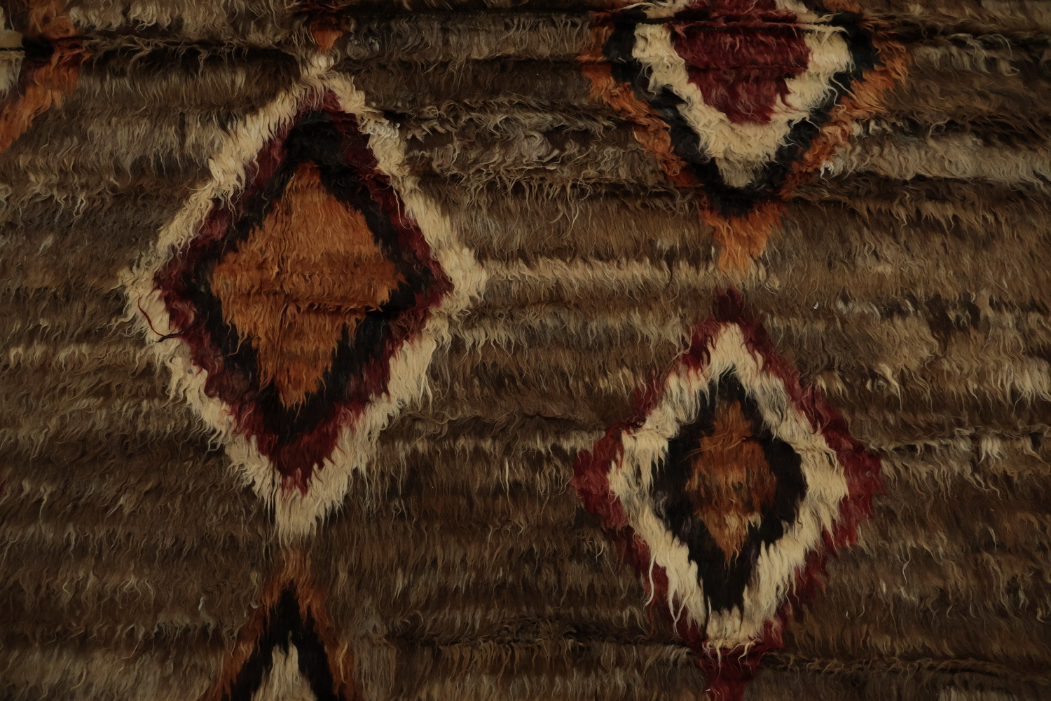 Handcrafted Moroccan Area Rug 8x10 with Bold Diamond Geometries