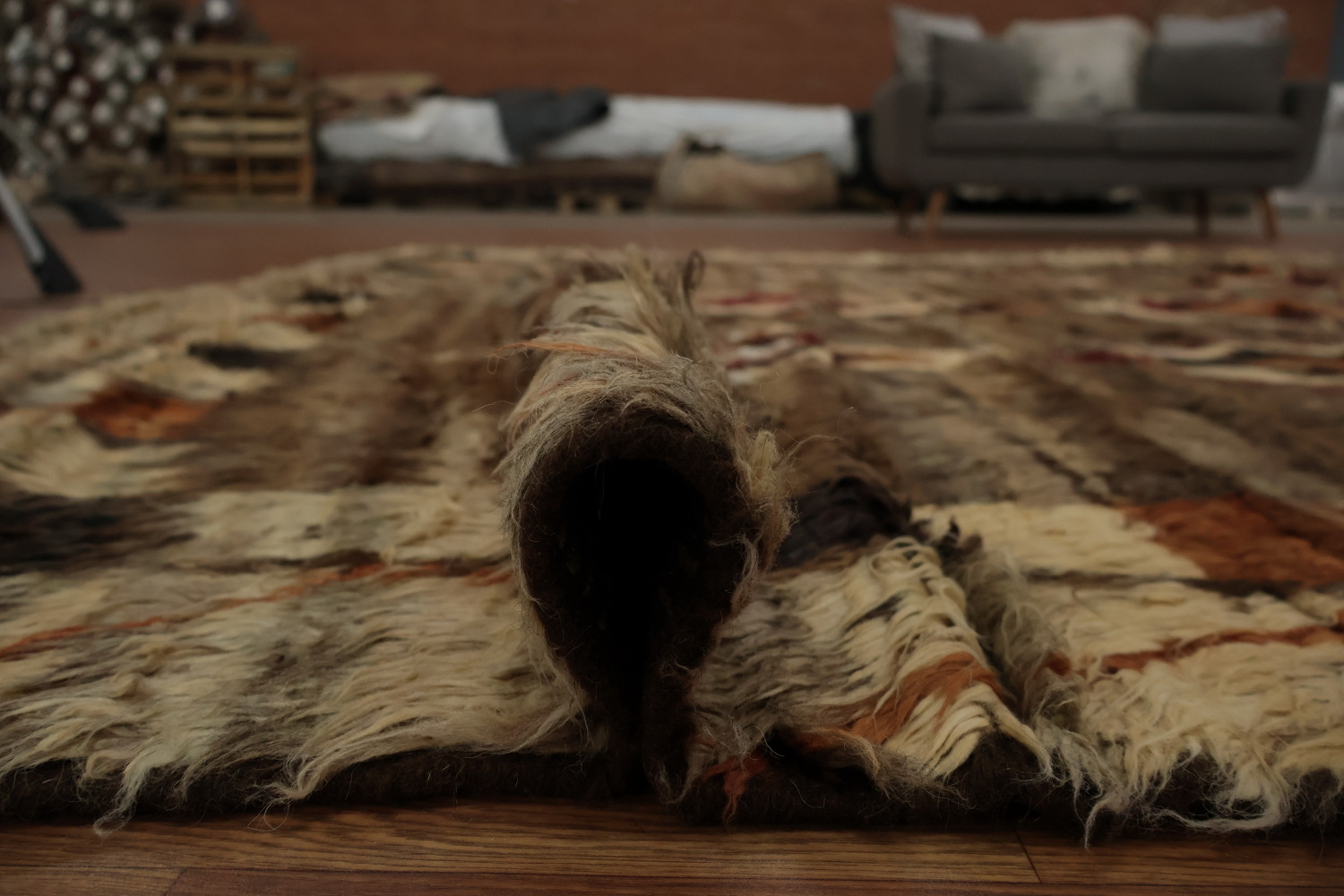 Handcrafted Moroccan Area Rug 8x10 with Bold Diamond Geometries