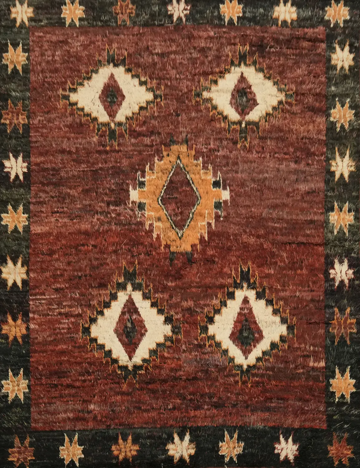 Vintage Inspired Ethnic Moroccan Rug Featuring Diamond Designs 9x12