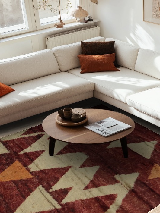 Bold Geometric Moroccan Area Rug 7x10 Triangular Patterns in Rich Colors