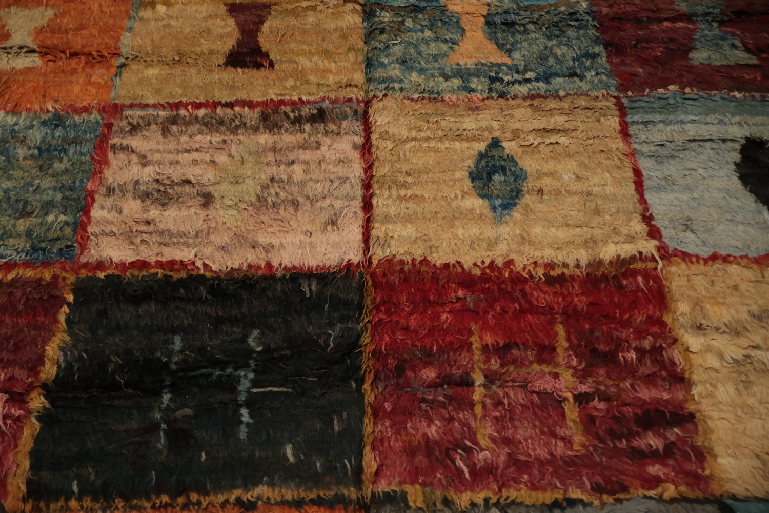Rustic Charm Moroccan Berber Area Rug 7x10 with Dynamic Square Motifs