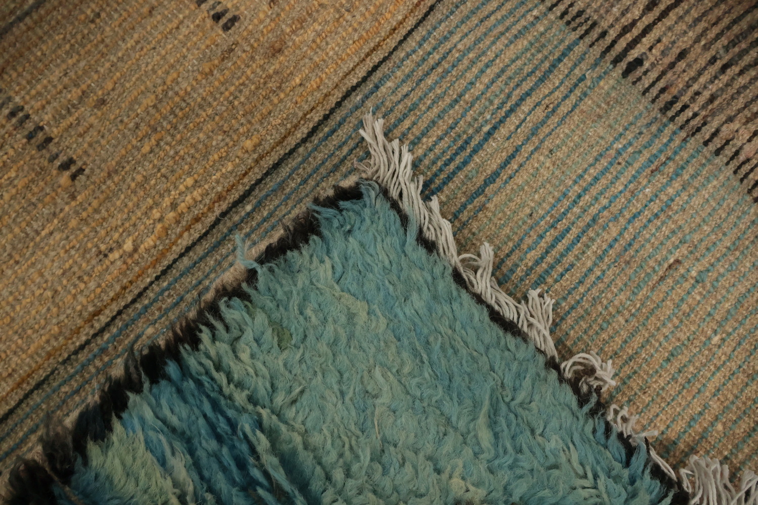 Rustic Charm Moroccan Berber Area Rug 7x10 with Dynamic Square Motifs