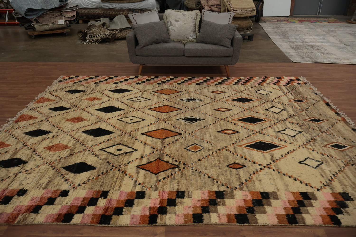 Elevate Your Space with Moroccan Large Area Rug 10x12 in Earthy Tones