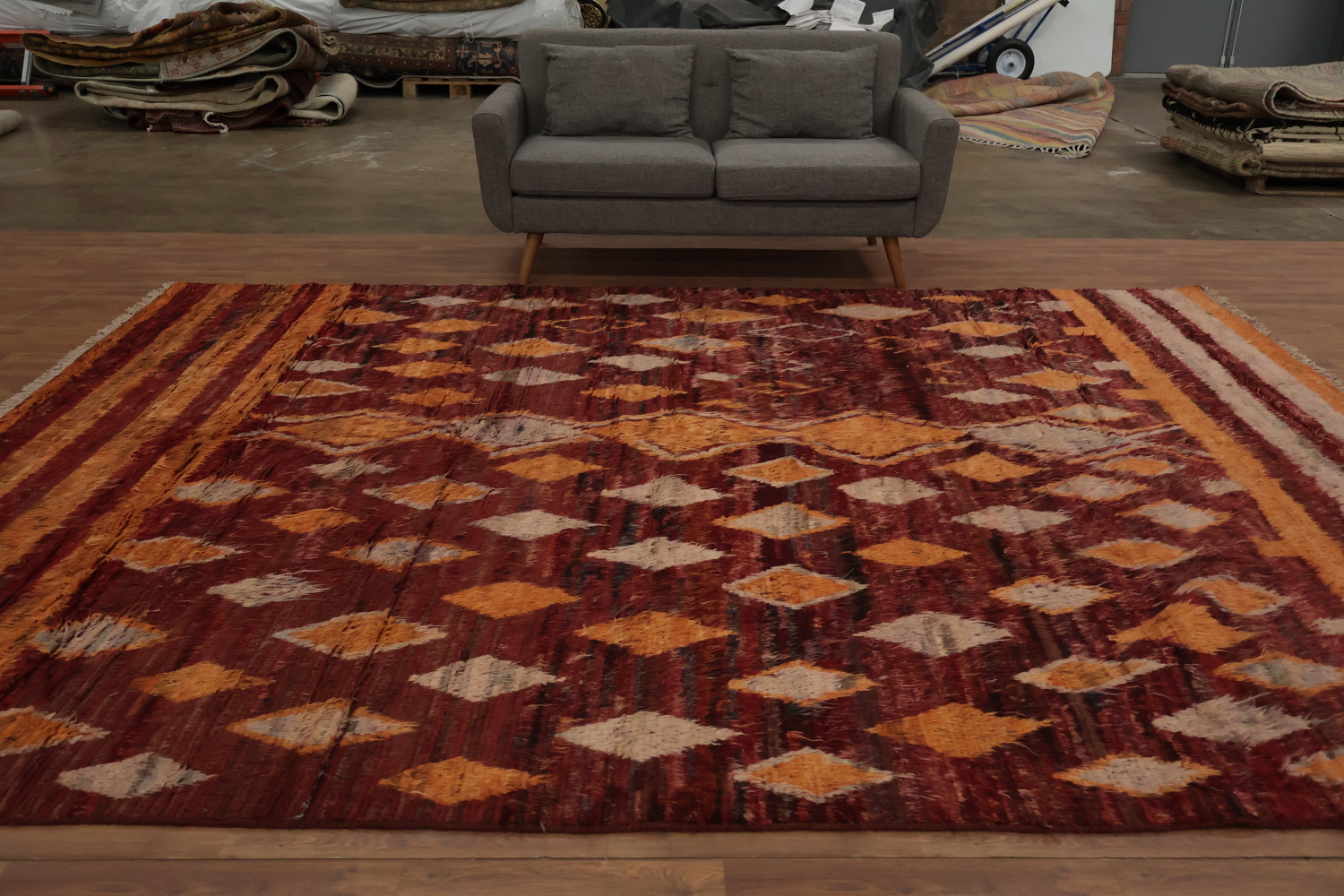 Stunning Artisanal Moroccan Area Rug 9x12 Deep Rich Hues and Unique Design