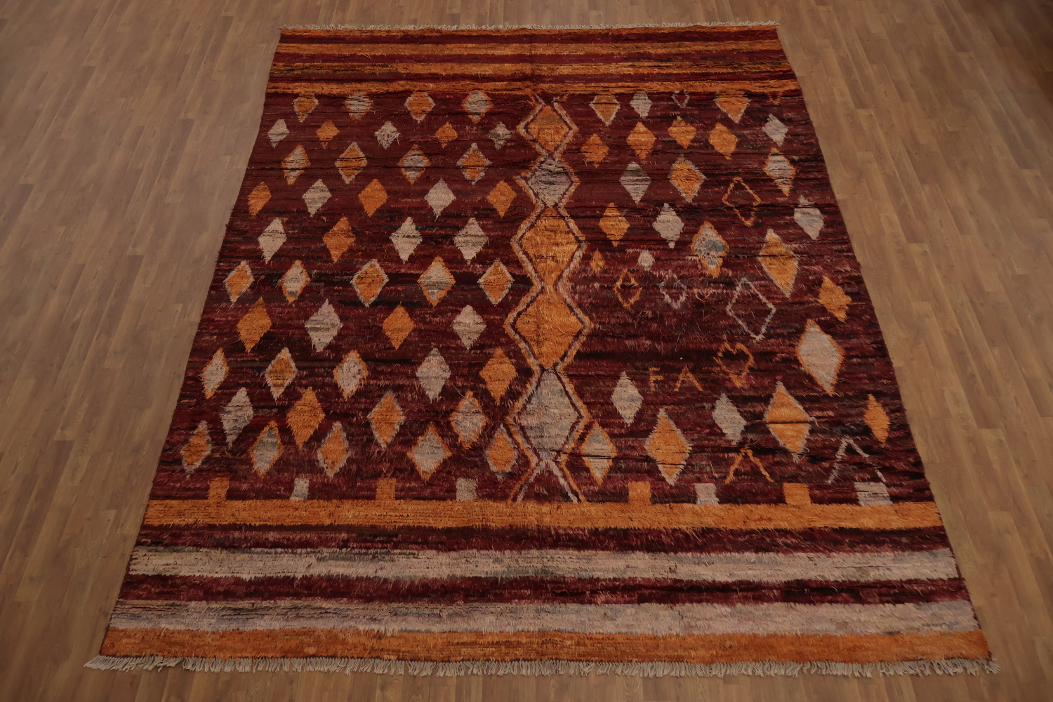 Stunning Artisanal Moroccan Area Rug 9x12 Deep Rich Hues and Unique Design