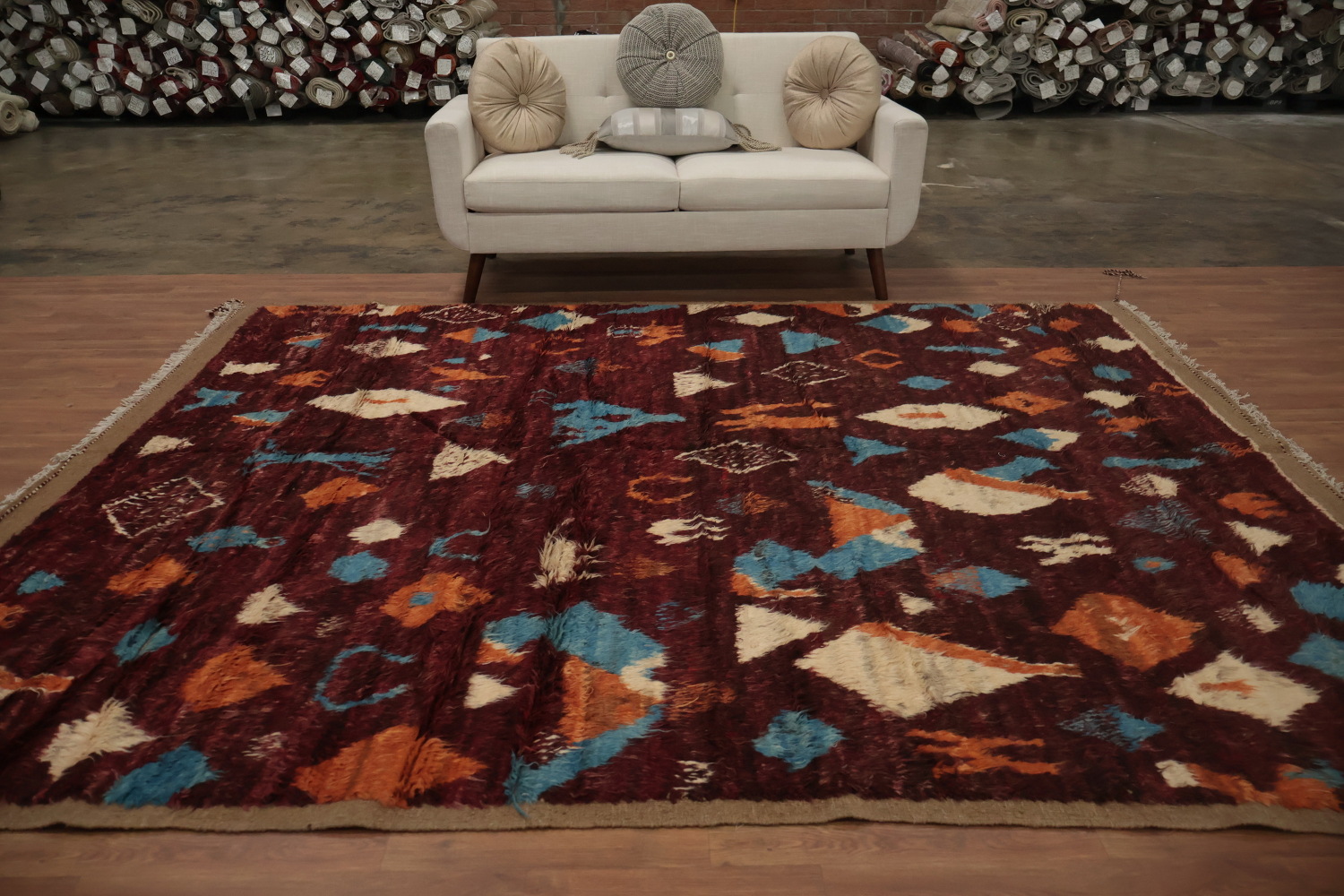Artisanal Geometric Moroccan Area Rug 8x10 with Vibrant Patterns