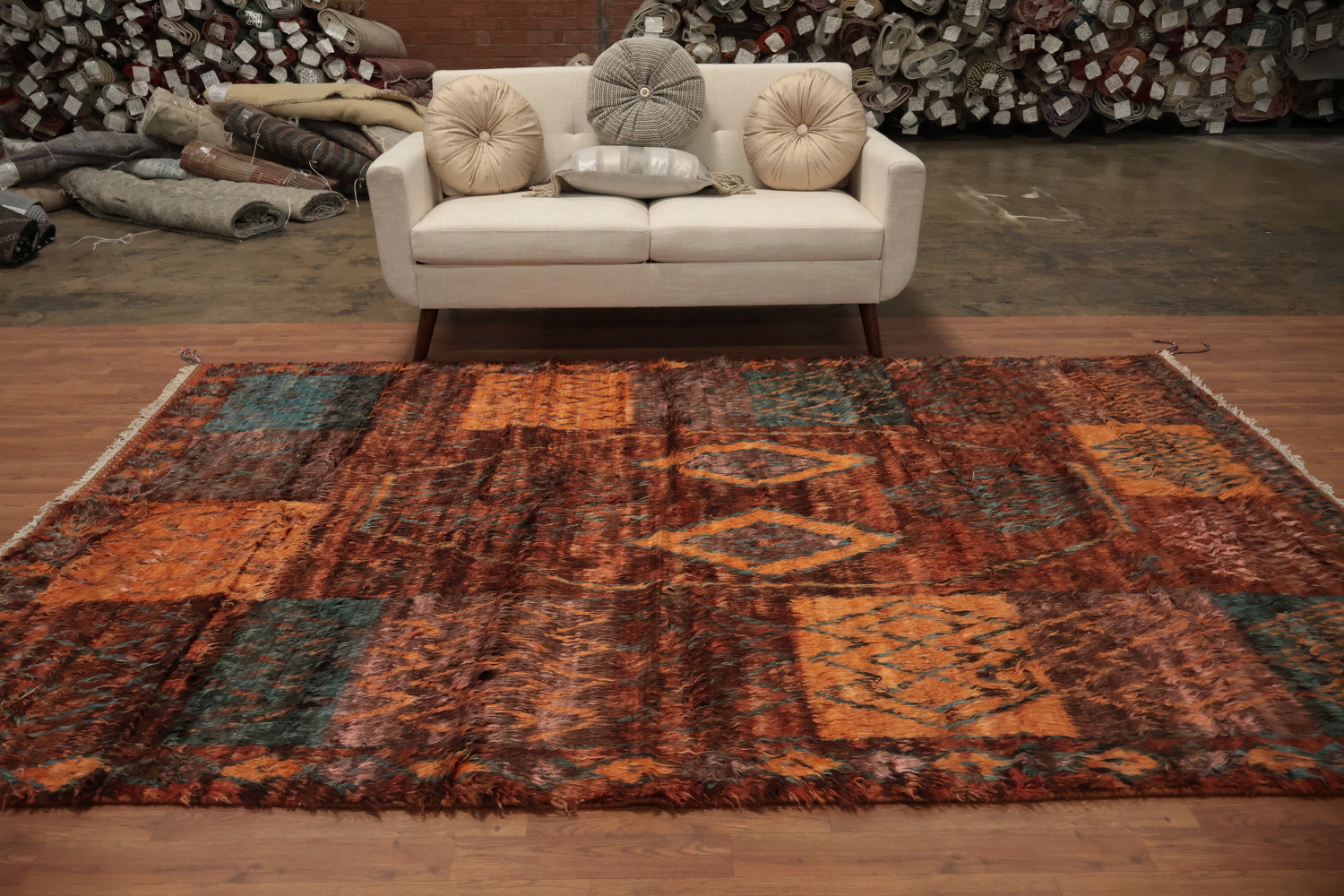 Geometric Wool Moroccan Area Rug 7x10